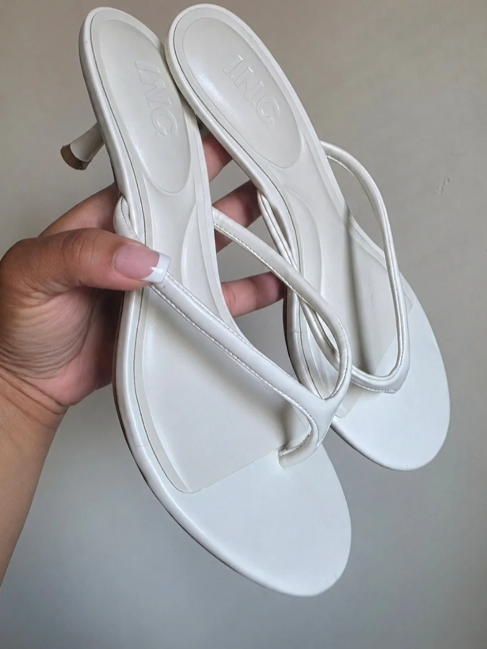 INC International Concepts White Thong Heel Sandals